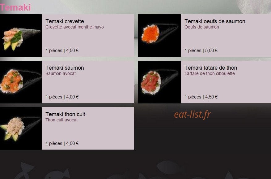Sushi & Thaï — carte page 9