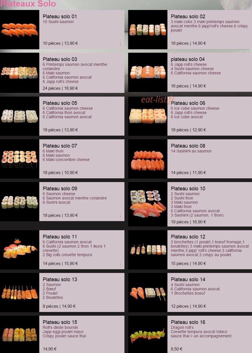 Sushi & Thaï — carte page 2