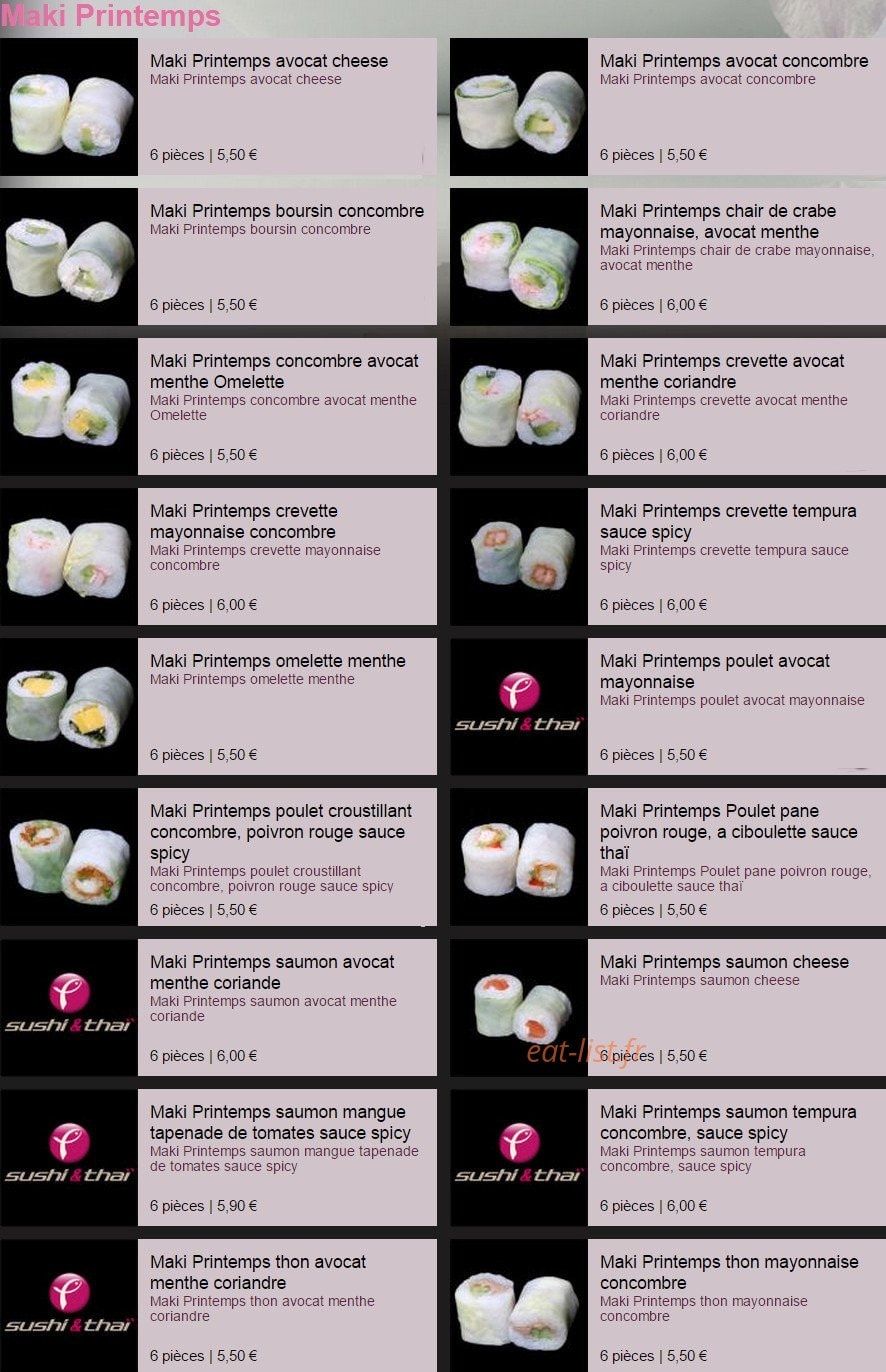 Sushi & Thaï — carte page 16