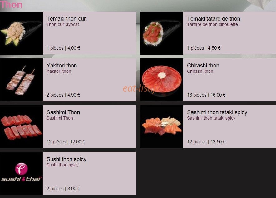 Sushi & Thaï — carte page 28