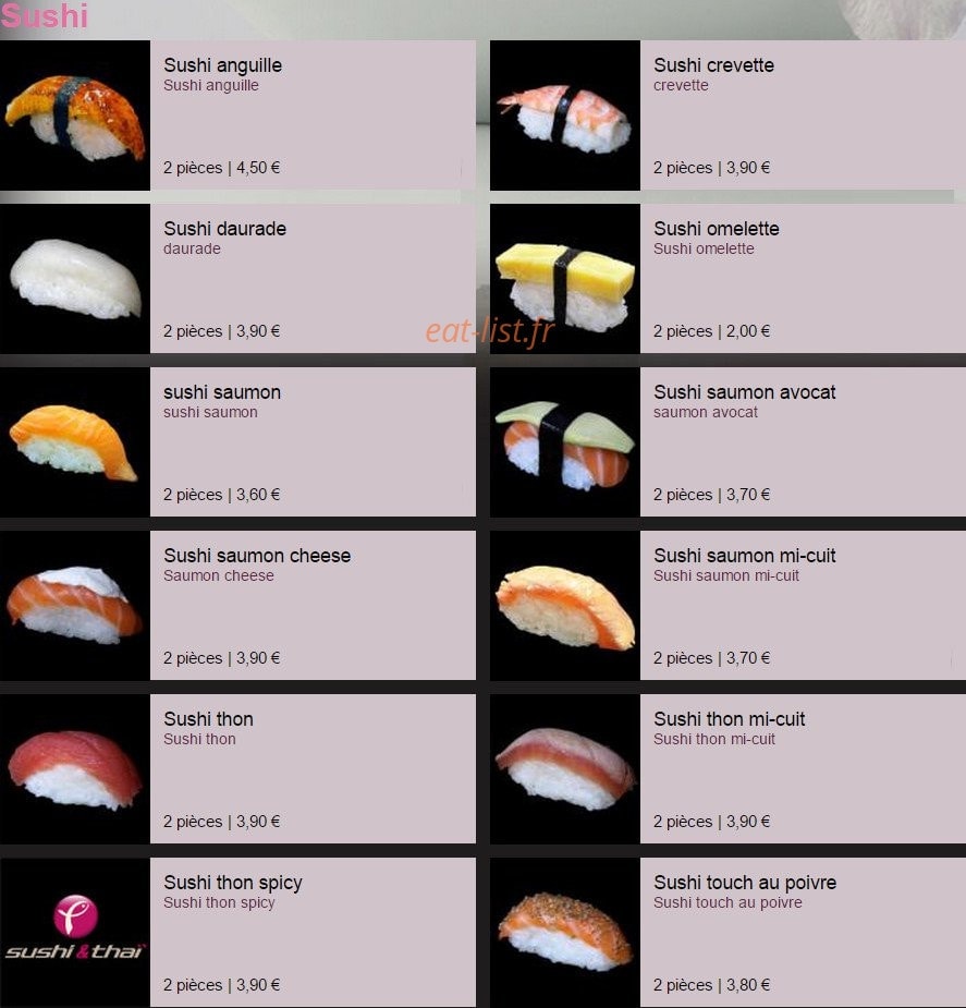 Sushi & Thaï — carte page 7