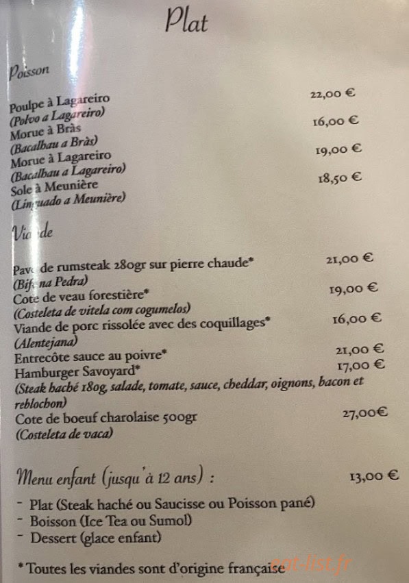 Carte et menu de L'auberge En Ville à Aubergenville — Les plats