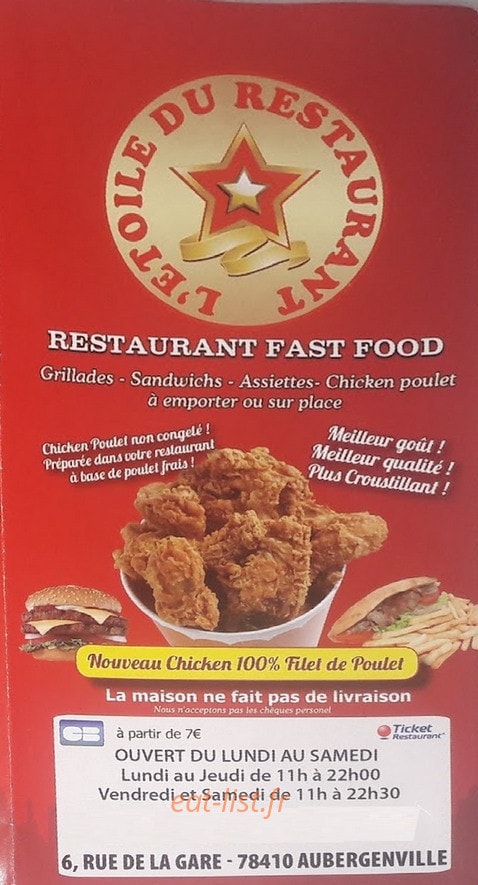 L'etoíle Du Restaurant — carte page 1