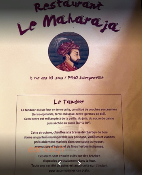 Le Maharaja — carte page 1