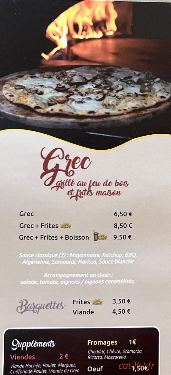 Pizza et Saveurs — carte page 1