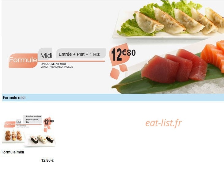 Carte et menu de To sushi à Aubergenville — Le formule midi