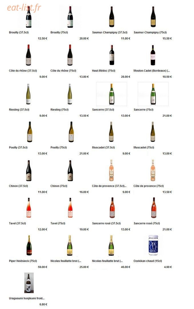 Carte et menu de To sushi à Aubergenville — Les vins suite