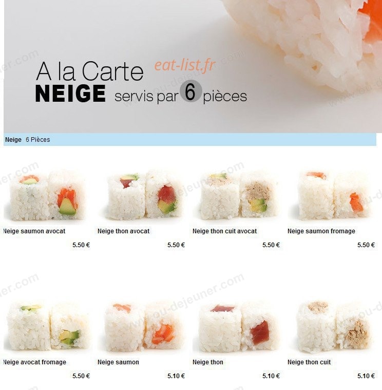 Carte et menu de To sushi à Aubergenville — Les neiges