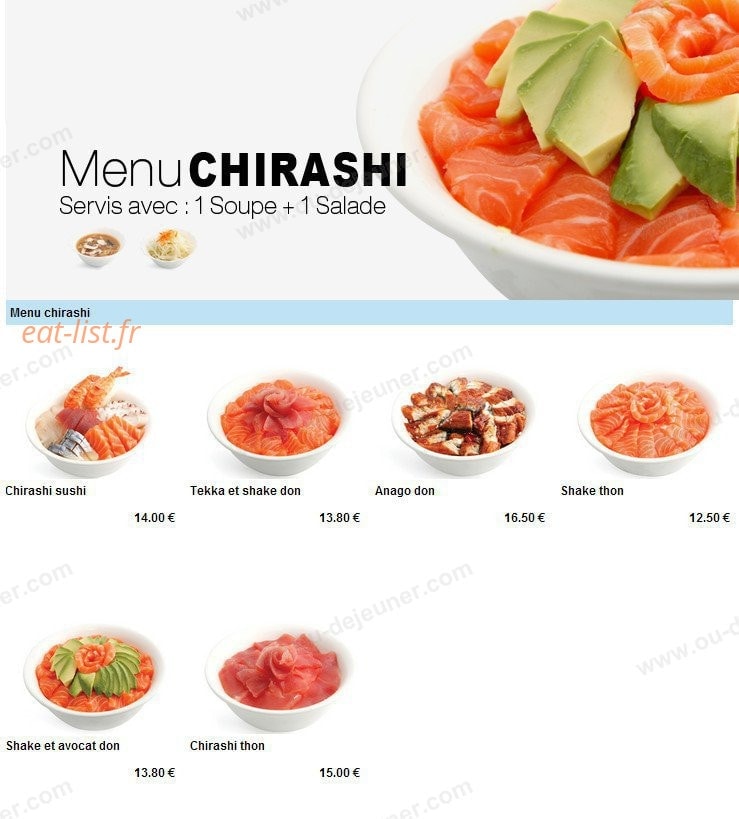 Carte et menu de To sushi à Aubergenville — Les menus chirashi