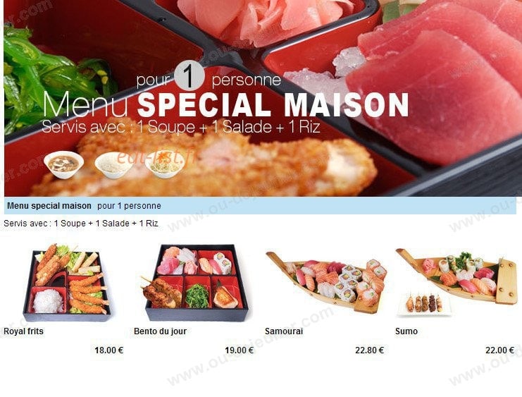 Carte et menu de To sushi à Aubergenville — Le menu spéciales maison