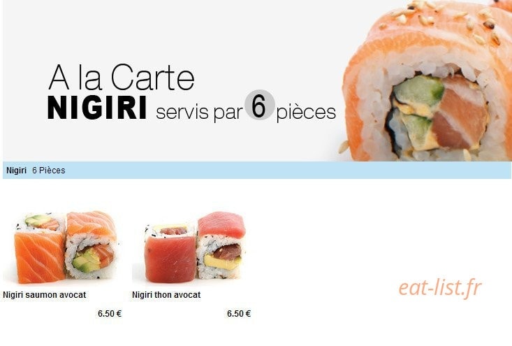 Carte et menu de To sushi à Aubergenville — Les nigiris