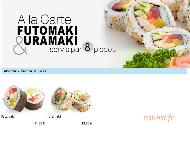 Carte et menu de To sushi à Aubergenville — Les futomaki et uramaki