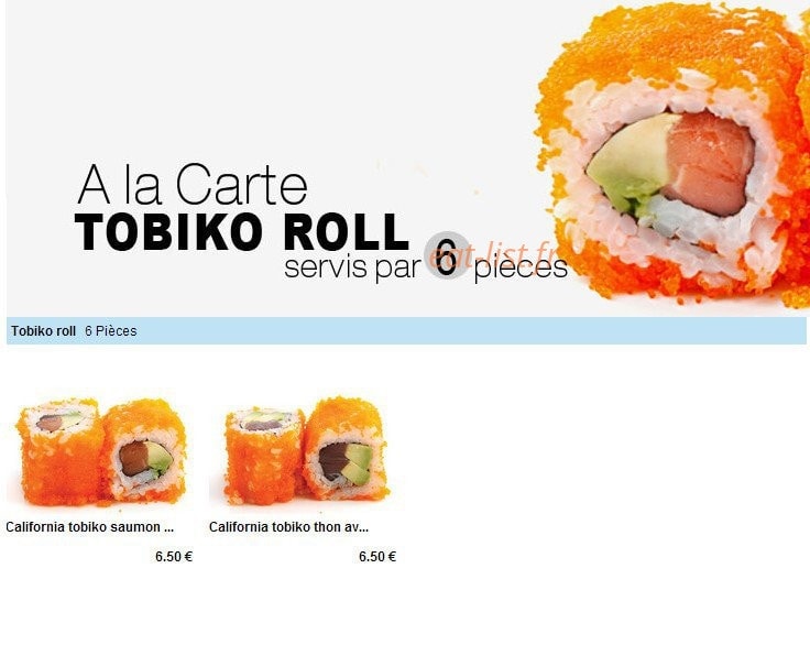 Carte et menu de To sushi à Aubergenville — Les tobikos roll