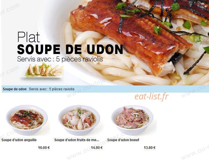Carte et menu de To sushi à Aubergenville — Les soupe de udon