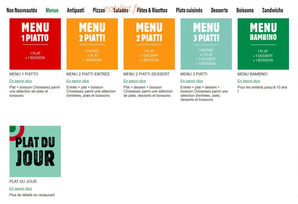 Carte et menu de Ristorante Del Arte à Flins sur Seine — Les menus