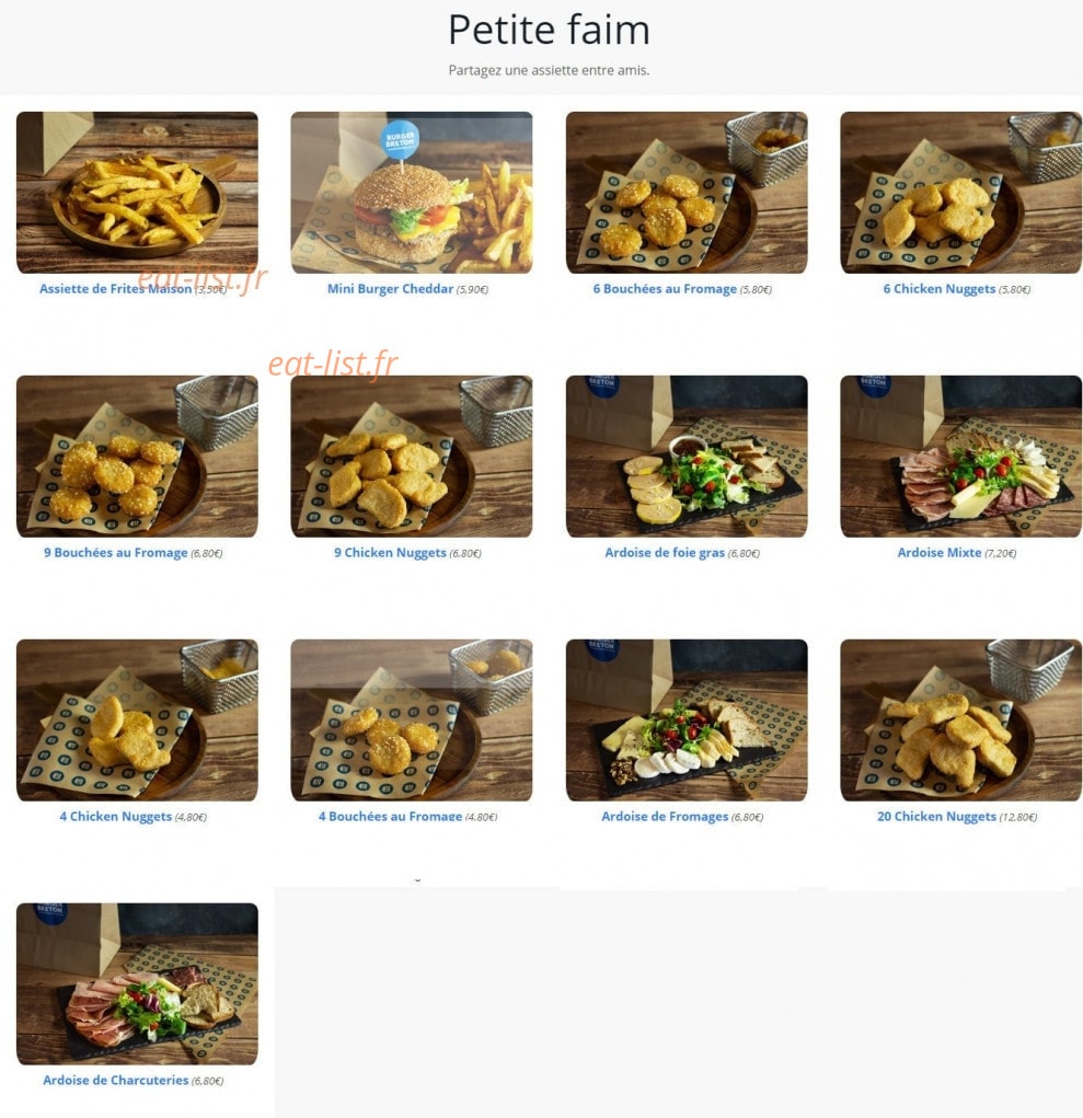 Carte et menu de Burger Breton Carrières-sur-Seine à Carrieres sur Seine — Petite Faim