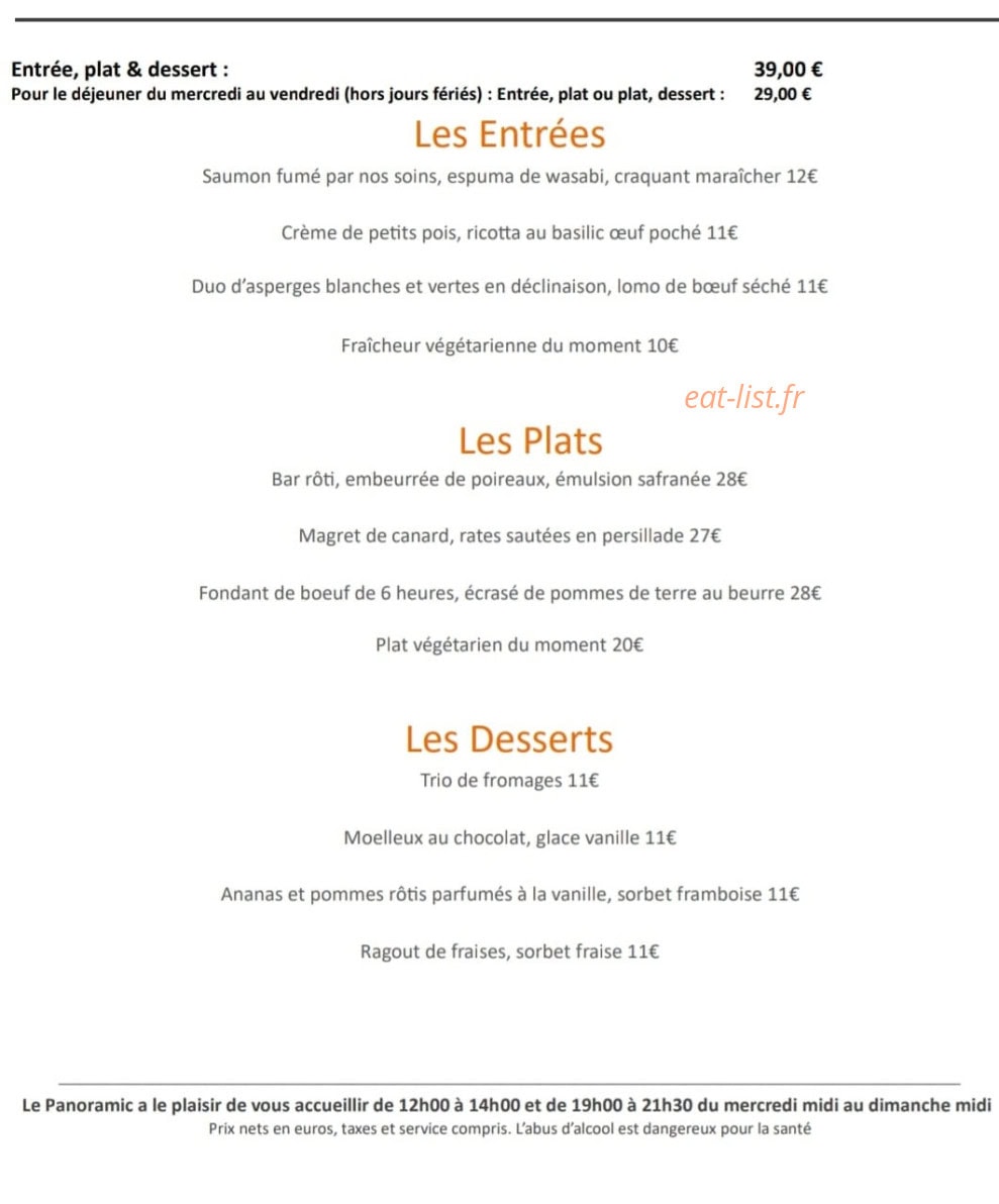Le Panoramic — carte page 1