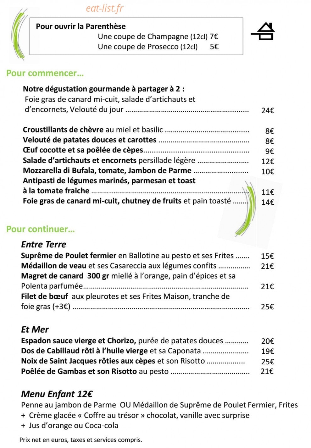 La Parenthèse Verte — carte page 1