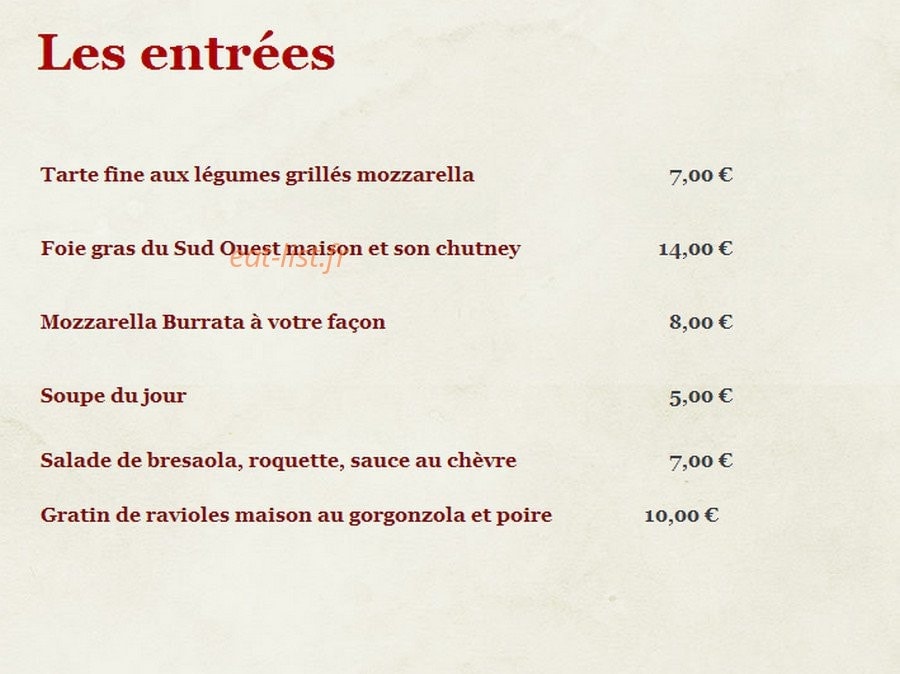 Piuma Pizza — carte page 1
