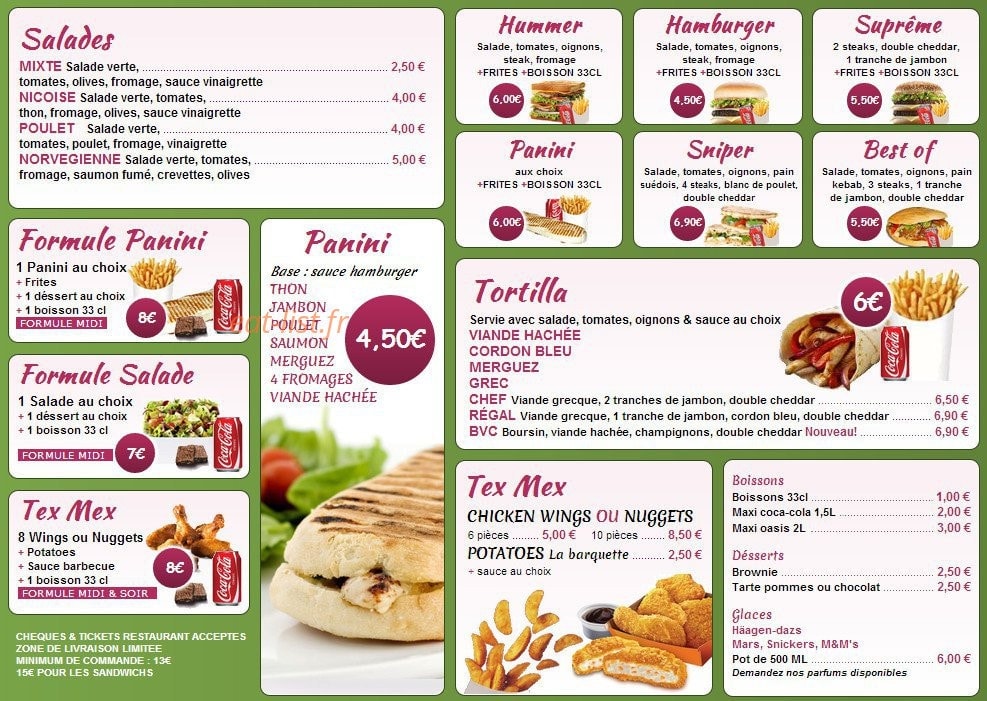 Délice Pizza — carte page 3