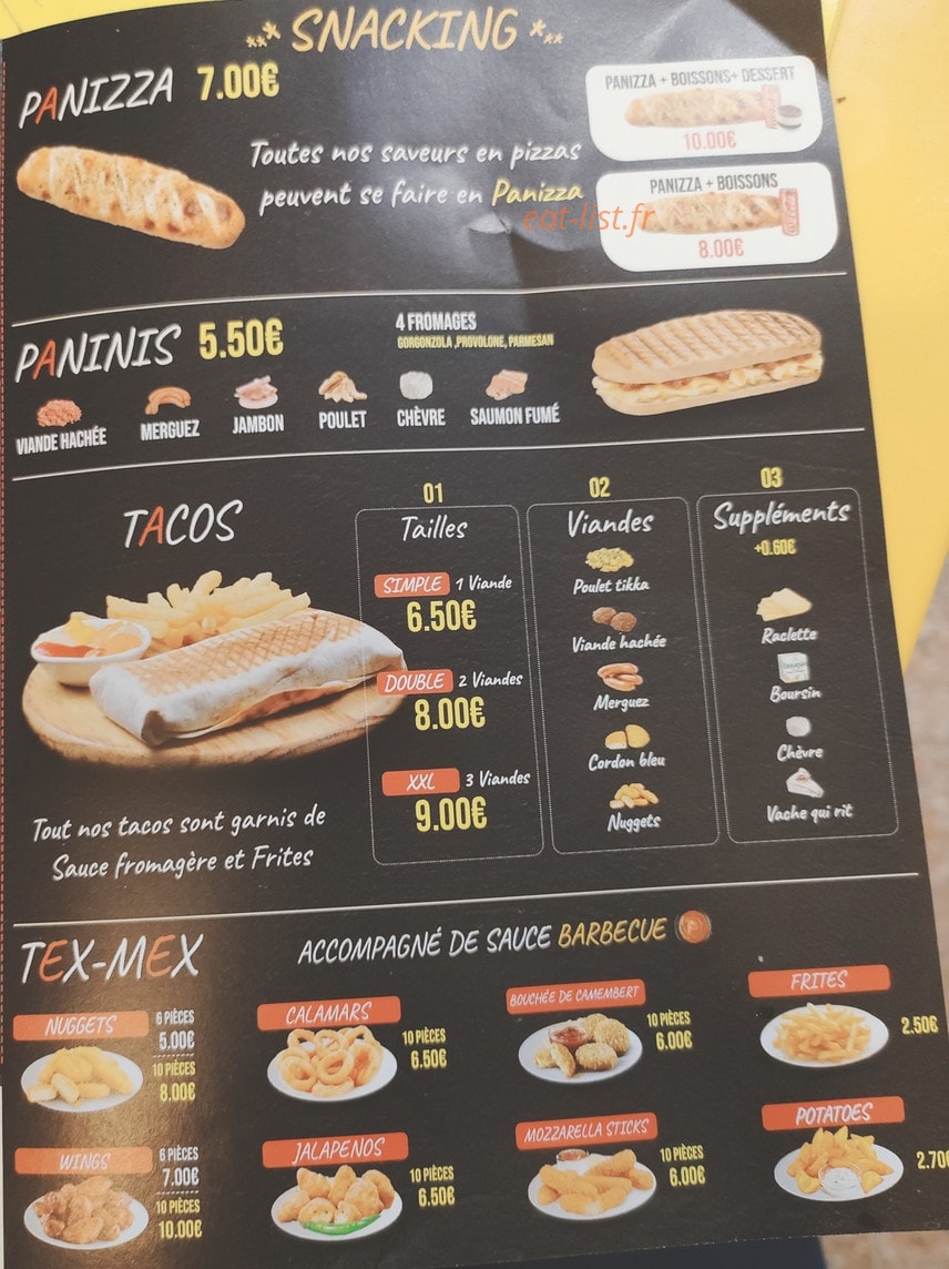 L'atelier Pizza — carte page 1