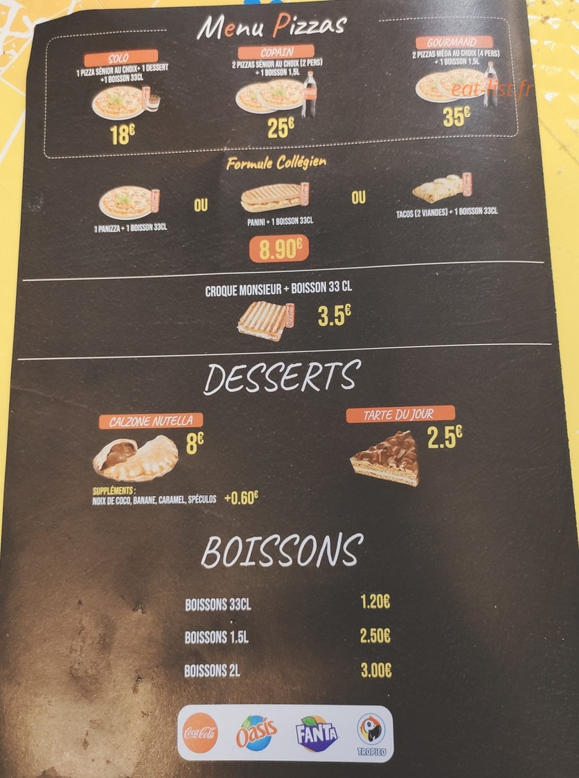 L'atelier Pizza — carte page 3