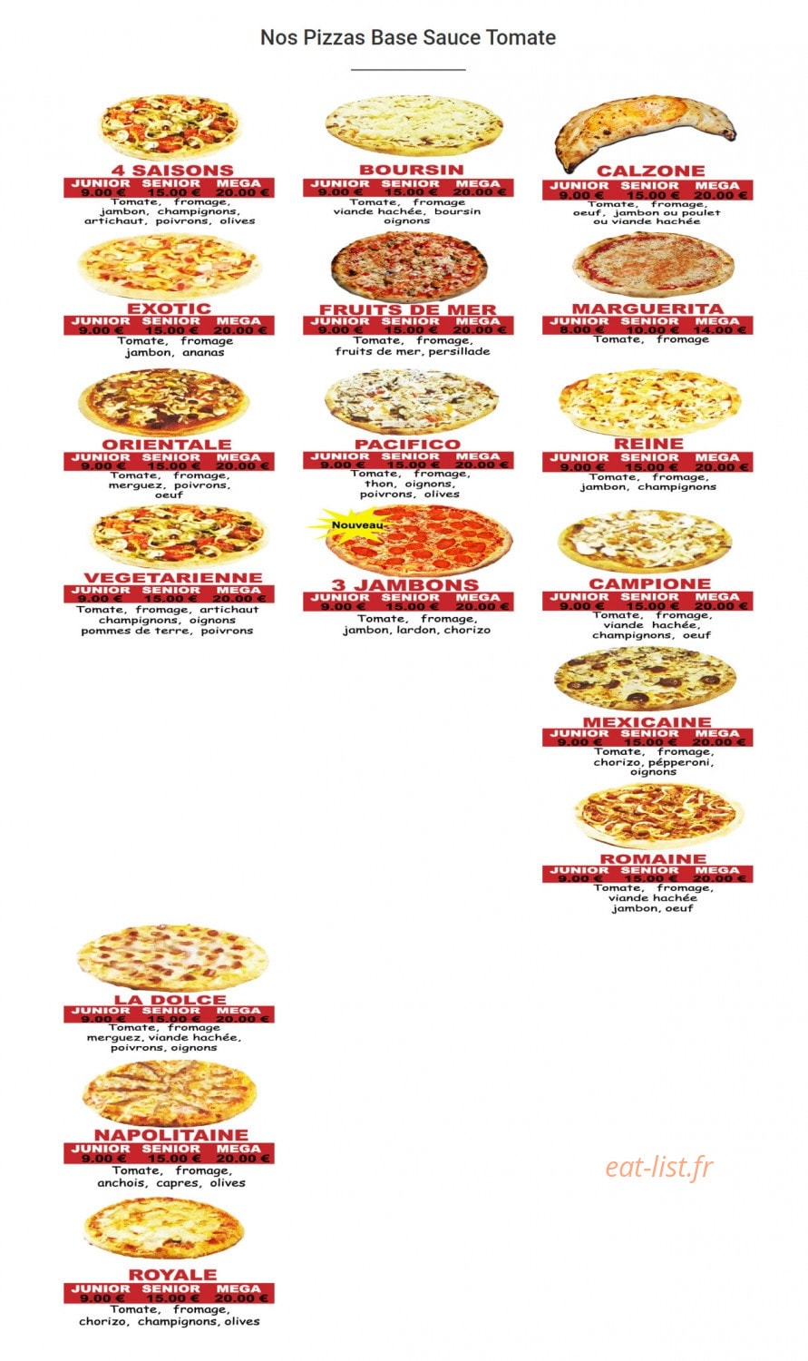 Veloce Pizza — carte page 2