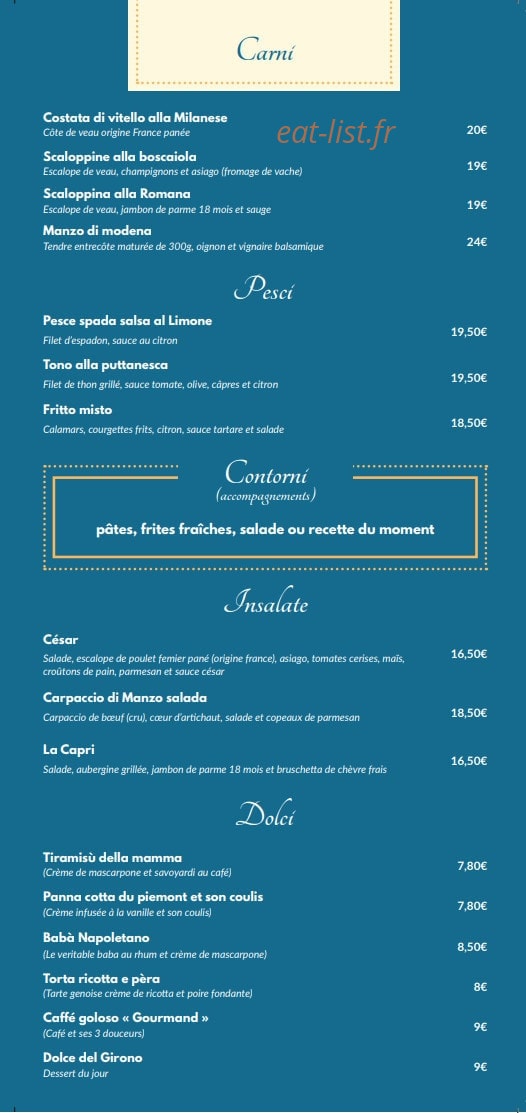 L’Osteria — carte page 2