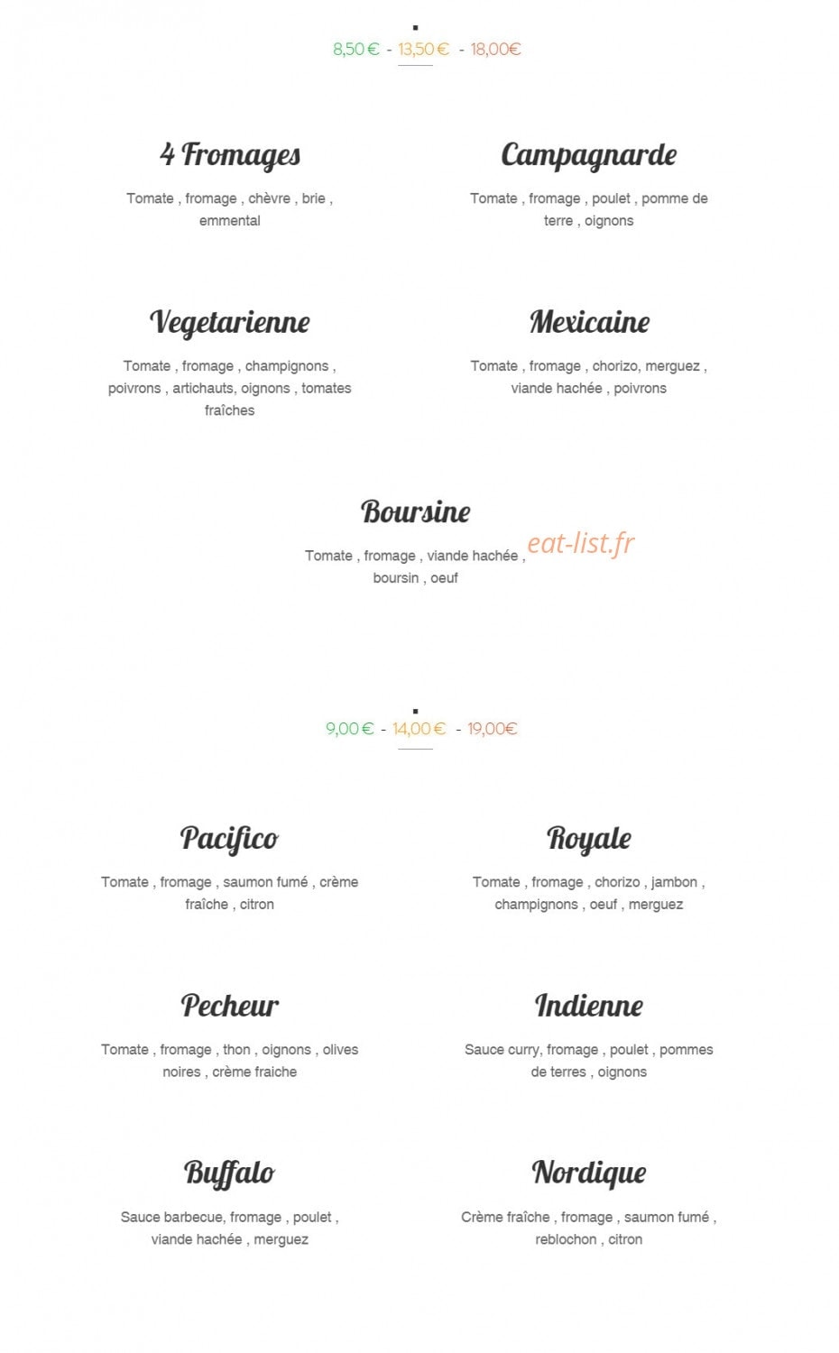 La Casa Del Pizza — carte page 3