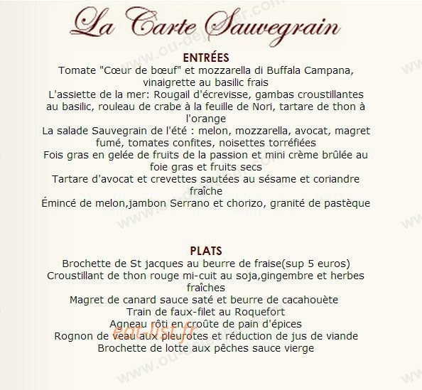 La Terrasse de Sauvegrain — carte page 2