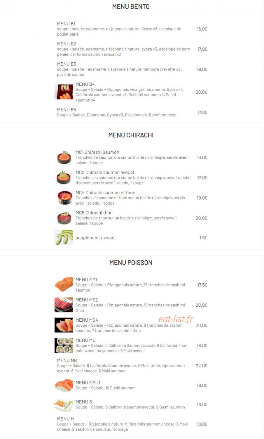 O bento — carte page 1