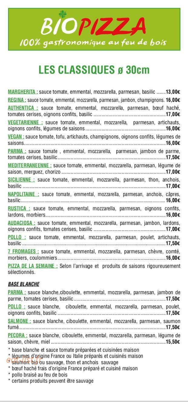 Biopizza — carte page 2