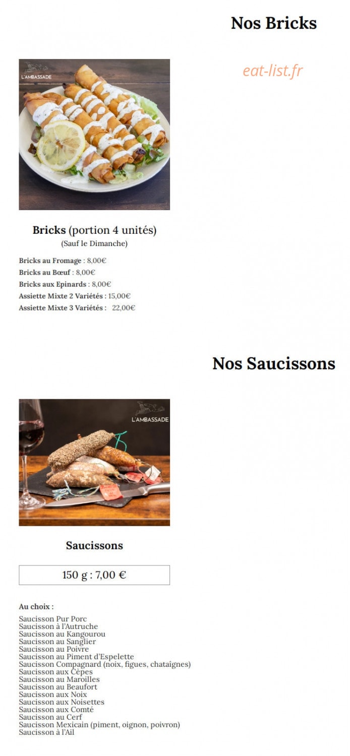 L’Ambassade — carte page 2