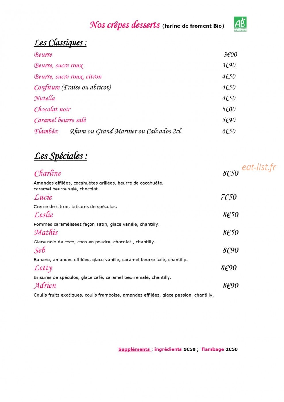 Crêperie Art'Letty — carte page 3