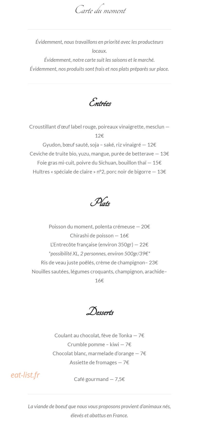L'Autre Jardin — carte page 2