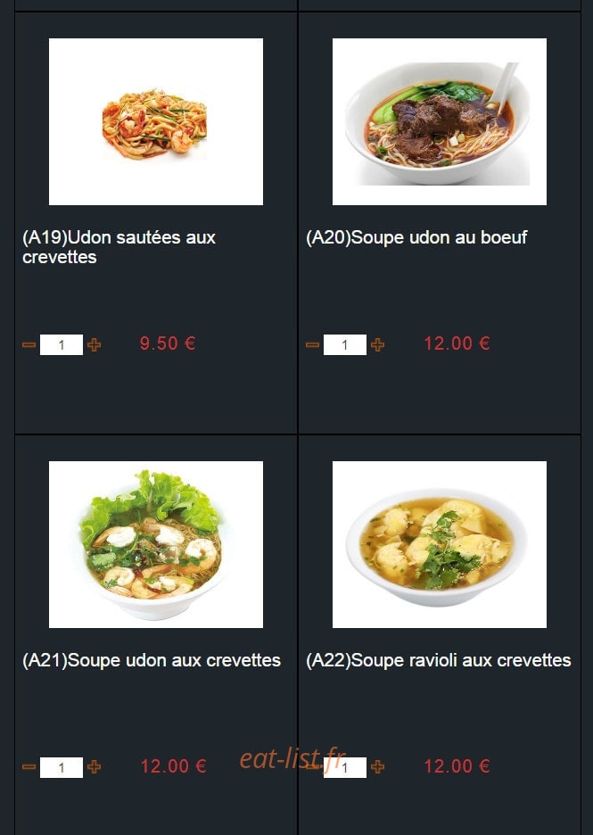 Carte et menu de Sushi Montfort à Montfort l'Amaury — Les entrées page 4