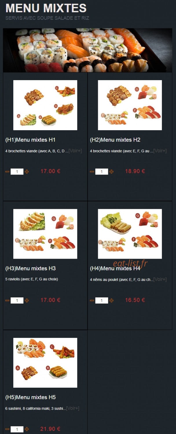 Carte et menu de Sushi Montfort à Montfort l'Amaury — Menus mixtes