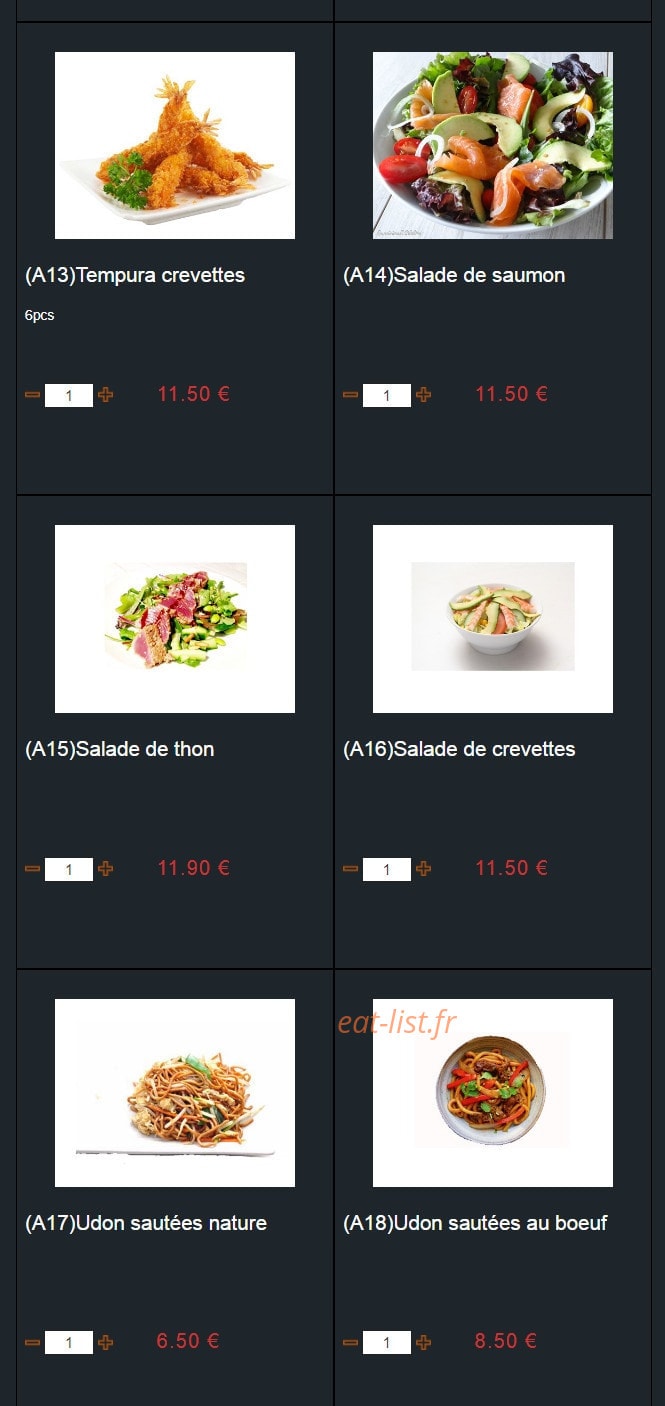 Carte et menu de Sushi Montfort à Montfort l'Amaury — Les entrées page 3