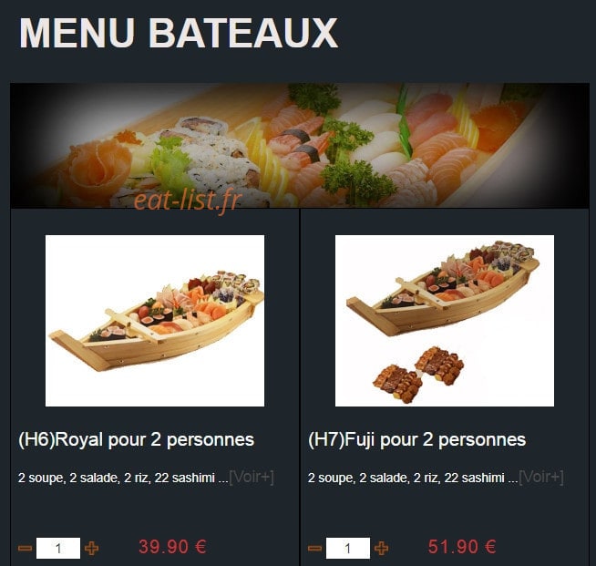 Carte et menu de Sushi Montfort à Montfort l'Amaury — Menus bateaux