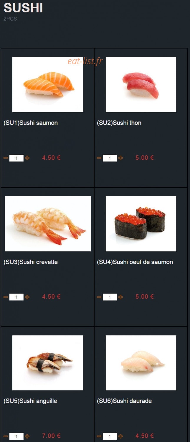 Carte et menu de Sushi Montfort à Montfort l'Amaury — Les sushi