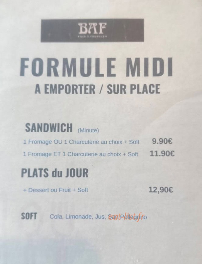 Baf Bar À Fromage — carte page 2