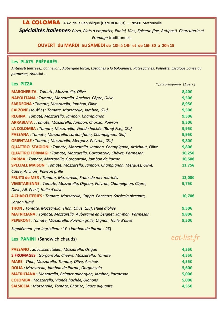 La Colomba — carte page 1
