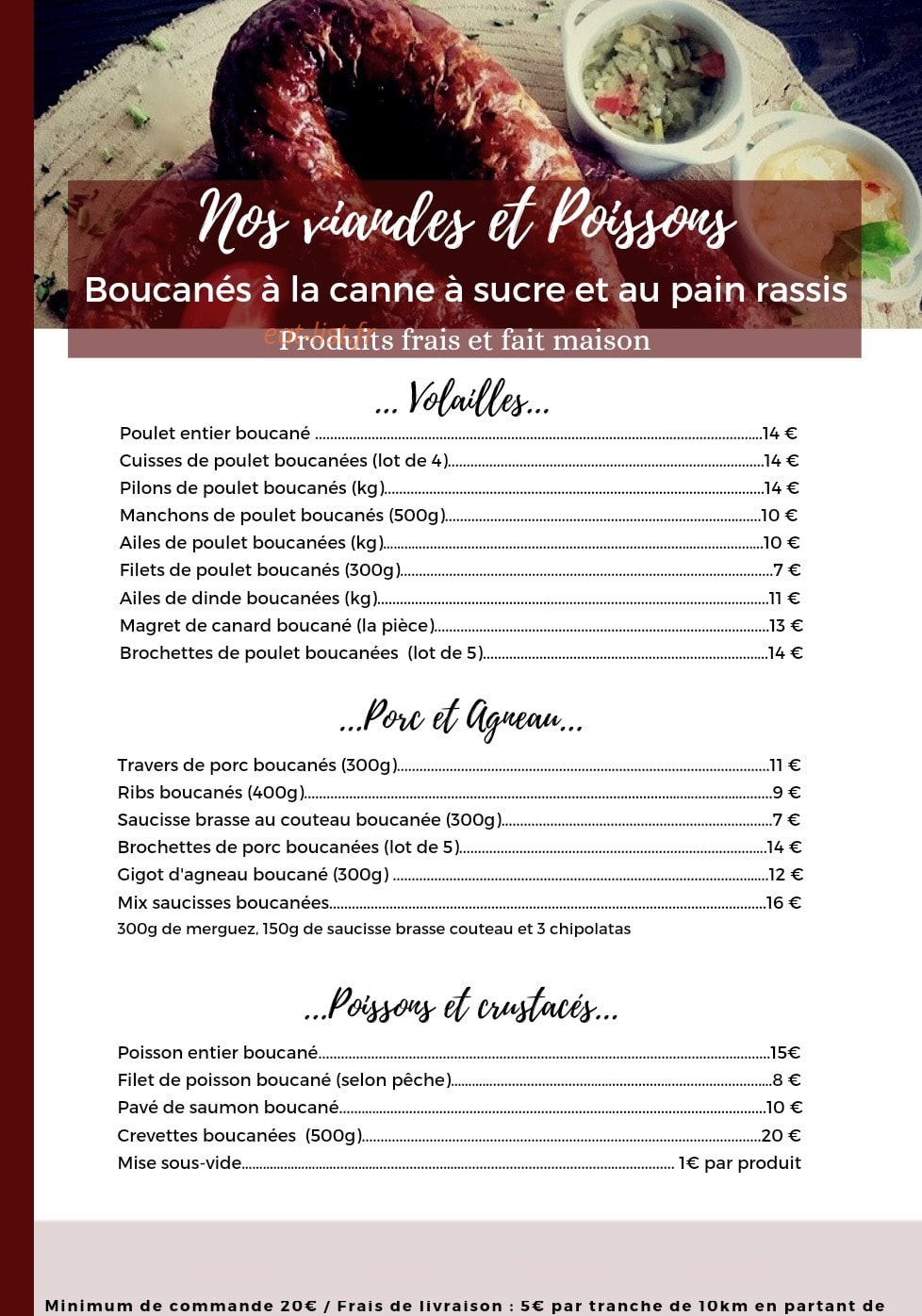 Carte et menu de Ô Tout Boucané à Sartrouville — Viandes et poissons