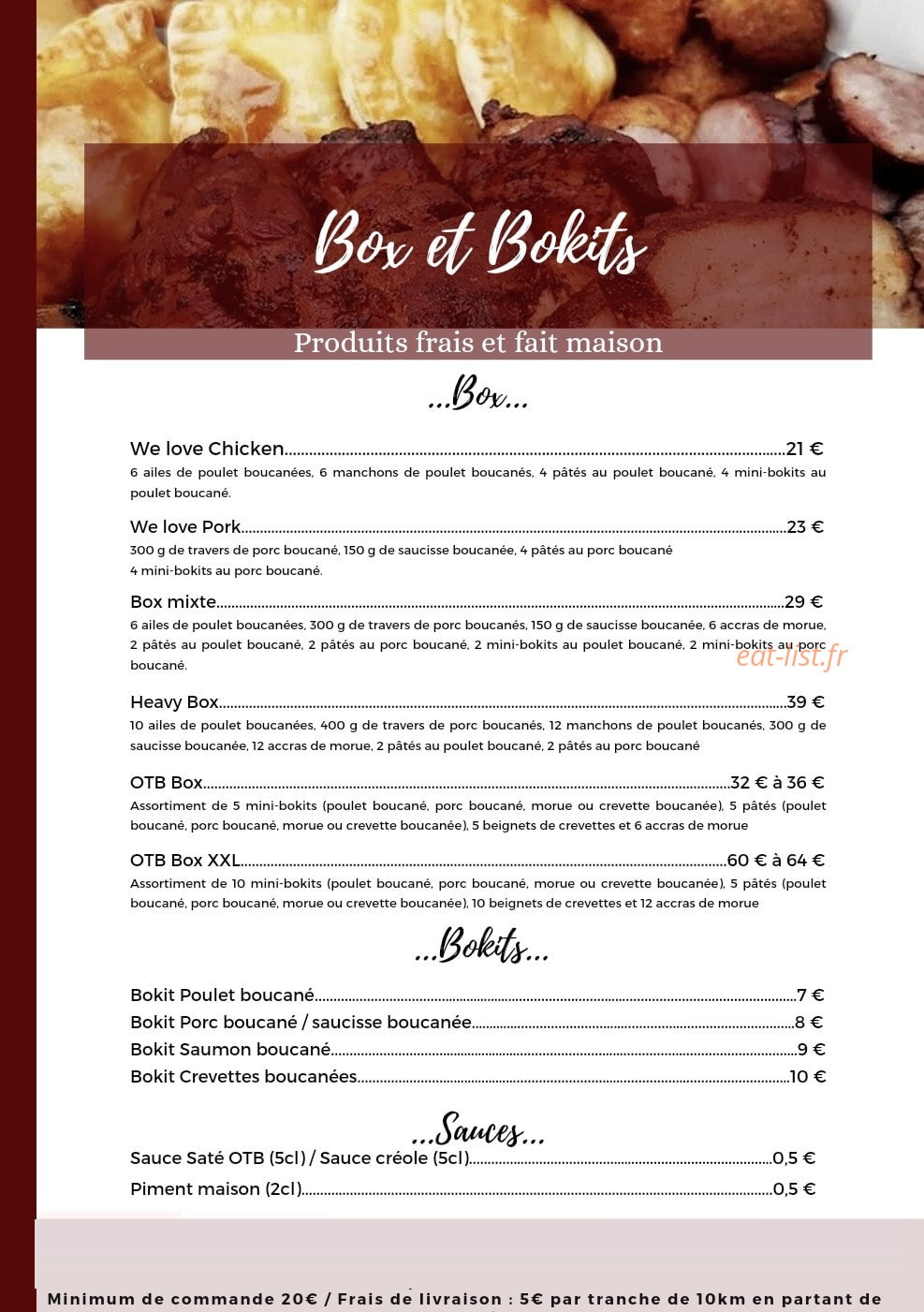 Carte et menu de Ô Tout Boucané à Sartrouville — Box et bokits