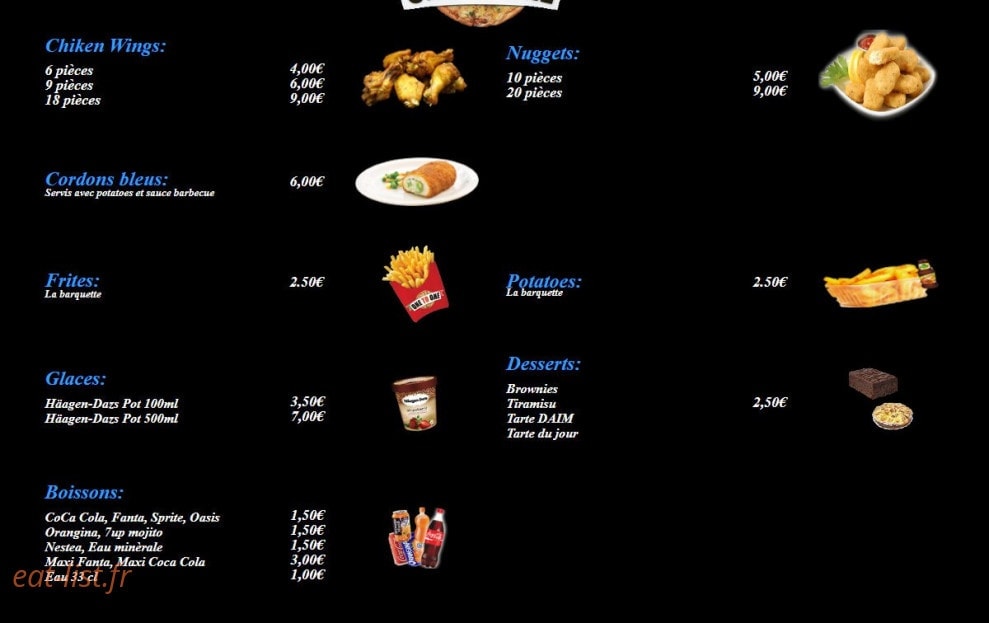 One to one pizza — carte page 6