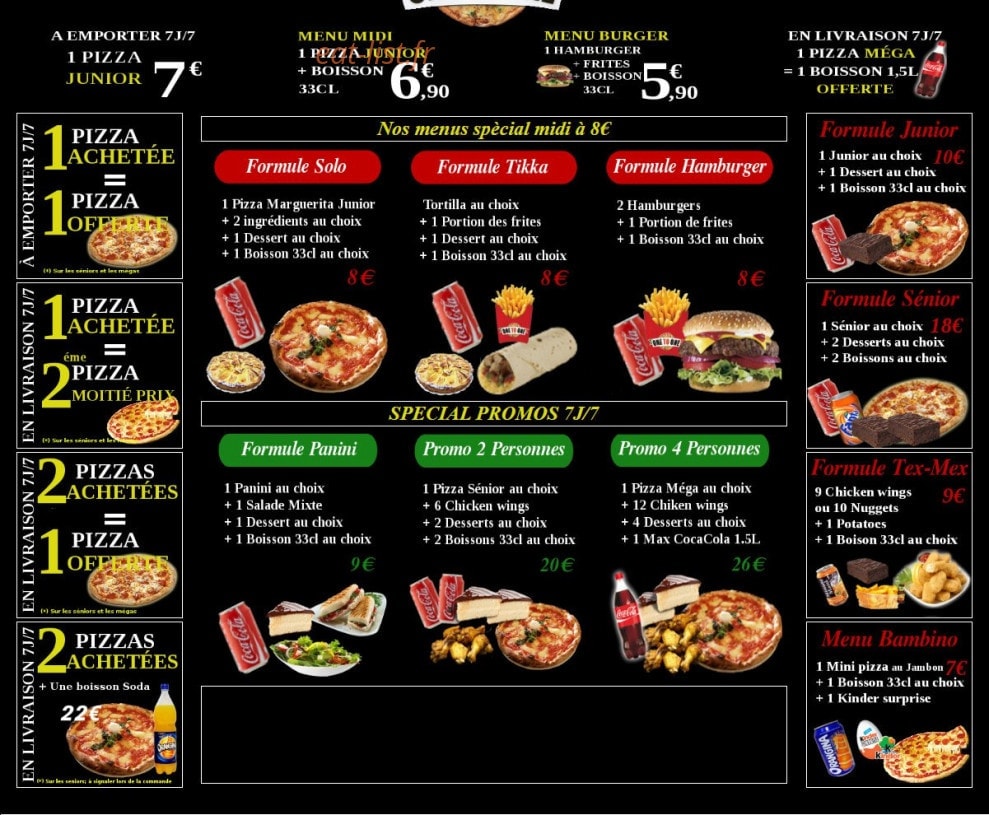 One to one pizza — carte page 7
