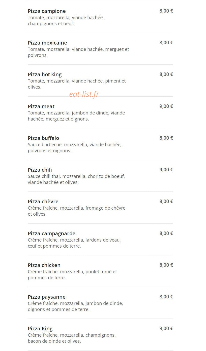 Pizza King — carte page 3