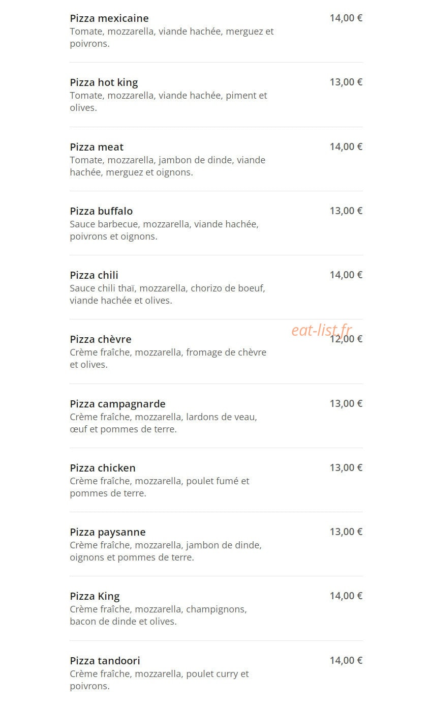 Pizza King — carte page 6