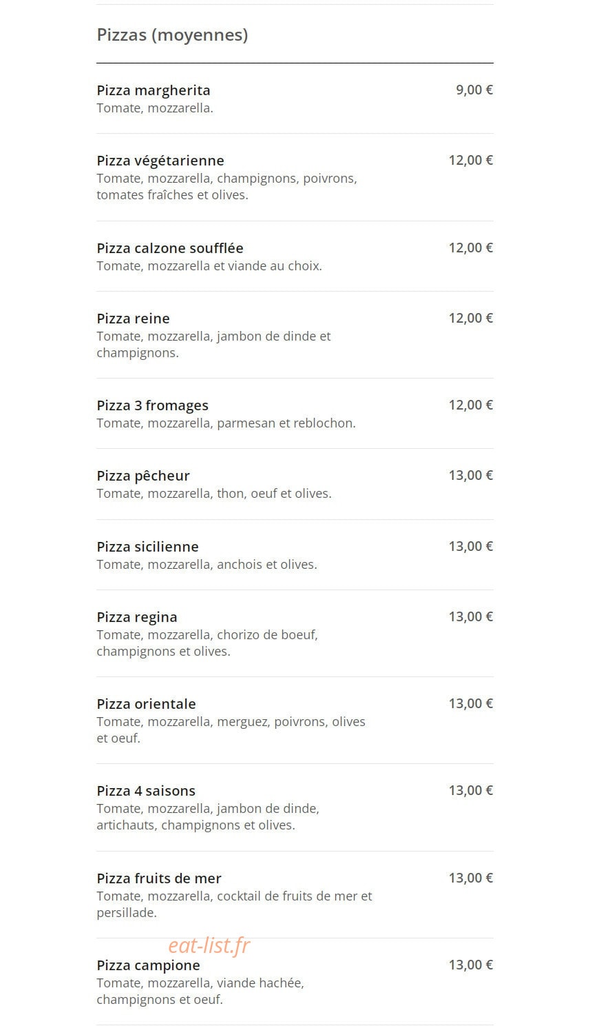 Pizza King — carte page 5