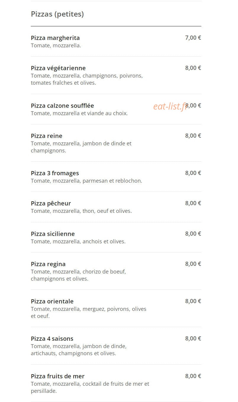 Pizza King — carte page 2